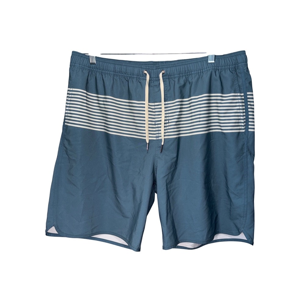 Fair Harbor Mens Blue Striped BreezeKnit Lined Swim Trunks Board Shorts XXXL